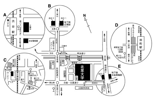 最寄り駅からの交通機関と構内案内図